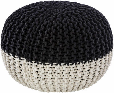 Dothan Knitted Black and Off White Pouf