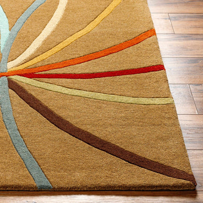 Davison Brown Geometric Modern Wool Rug