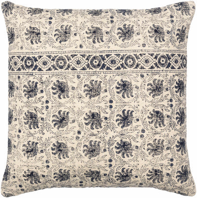 Elya Navy Floral Square Pillow