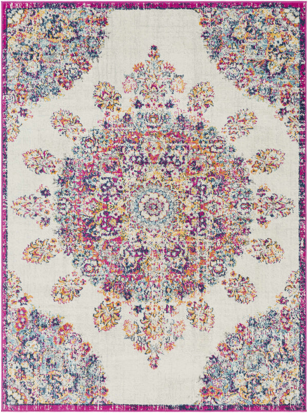 Euroa 9x12 Magenta&Cream Medallion Rug - Clearance