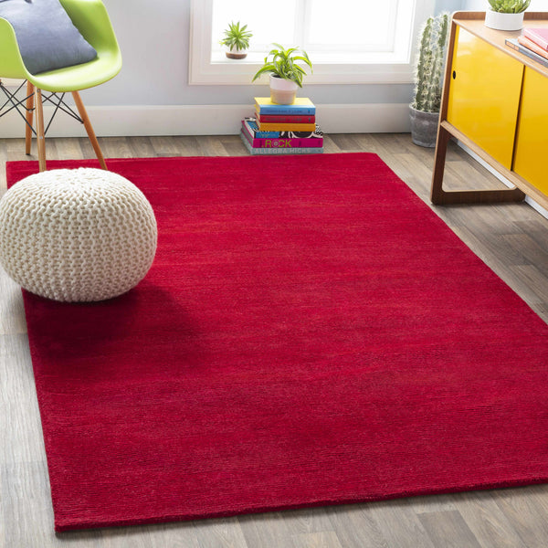 Brockton Solid Wool Crimson Red Area Rug - Clearance