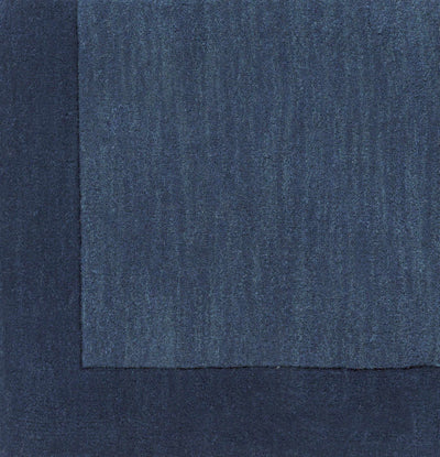 Bordered Solid Ink Blue Wool Rug