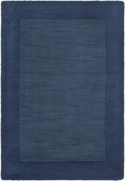 Bordered Solid Ink Blue Wool Rug