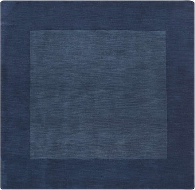 Bordered Solid Ink Blue Wool Rug