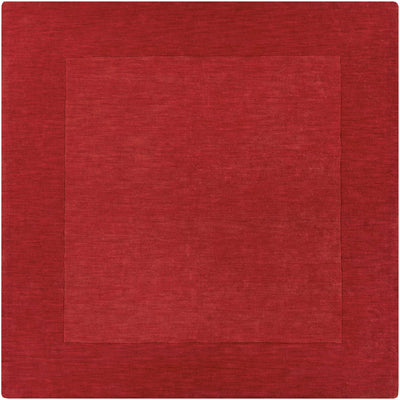 Bordered Solid Red Wool Rug