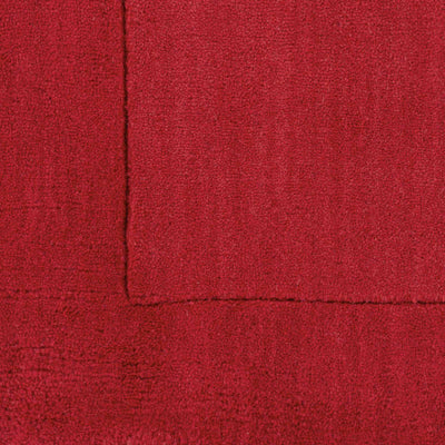 Bordered Solid Red Wool Rug