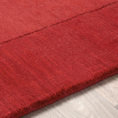 Bordered Solid Red Wool Rug