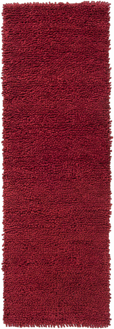 Frederika Solid Dark Red Wool Shag Rug - Clearance