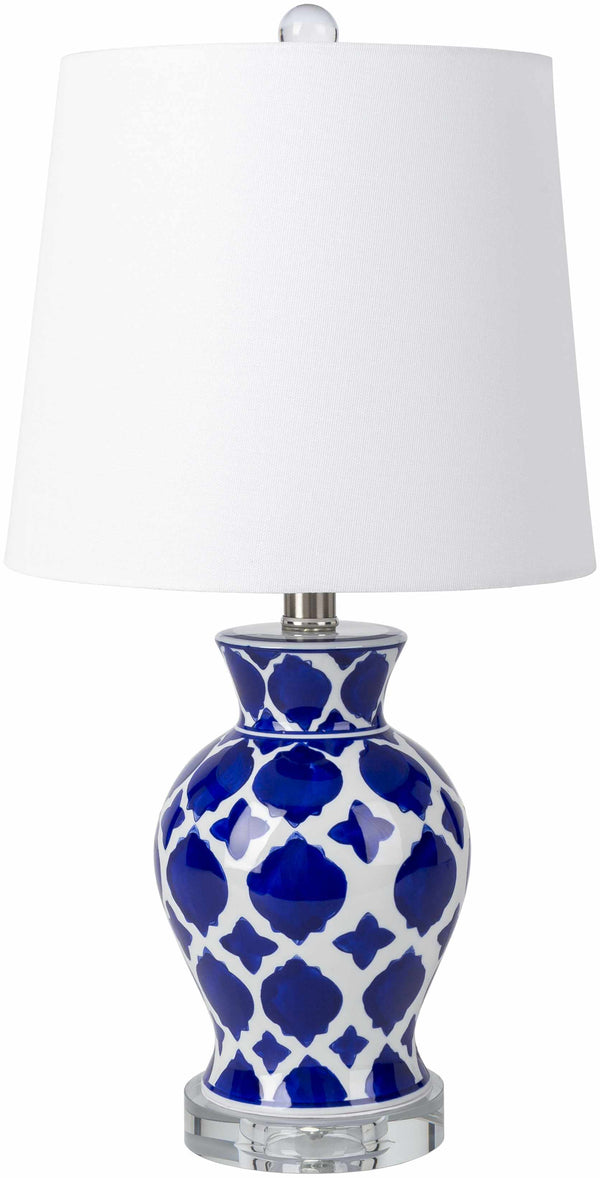 Pangian White & Blue Patterned Ceramic Table Lamp