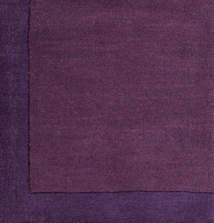 Bordered Solid Plum Purple Wool Rug