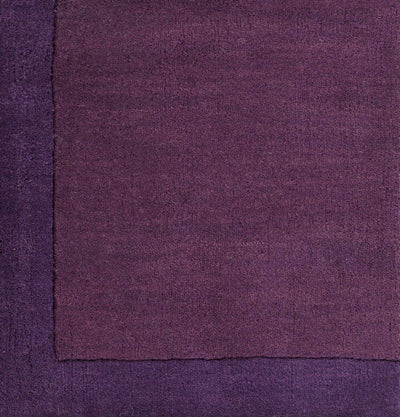 Bordered Solid Plum Purple Wool Rug