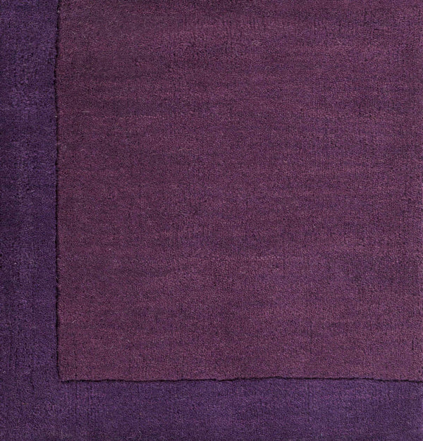 Bordered Solid Plum Purple Wool Rug