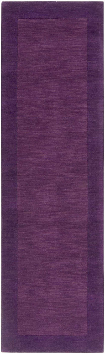 Bordered Solid Plum Purple Wool Rug