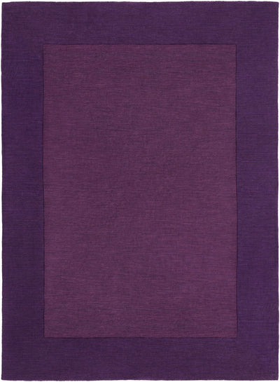 Bordered Solid Plum Purple Wool Rug