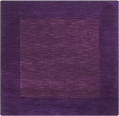 Bordered Solid Plum Purple Wool Rug