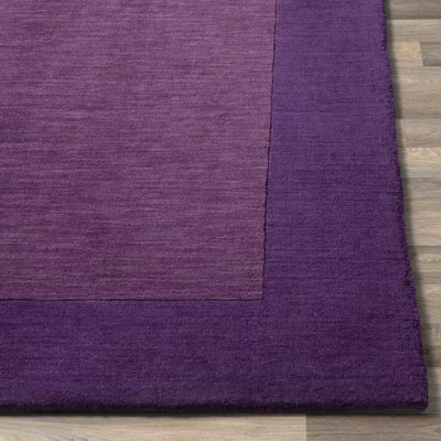 Bordered Solid Plum Purple Wool Rug