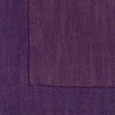 Bordered Solid Plum Purple Wool Rug