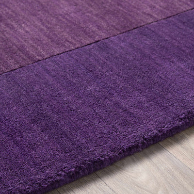 Bordered Solid Plum Purple Wool Rug