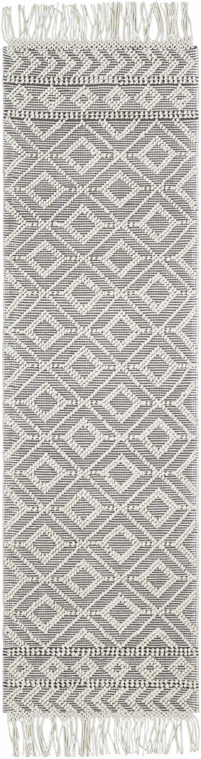 Glastonbury Gray&White Trellis Wool&Cotton Area Rug - Clearance