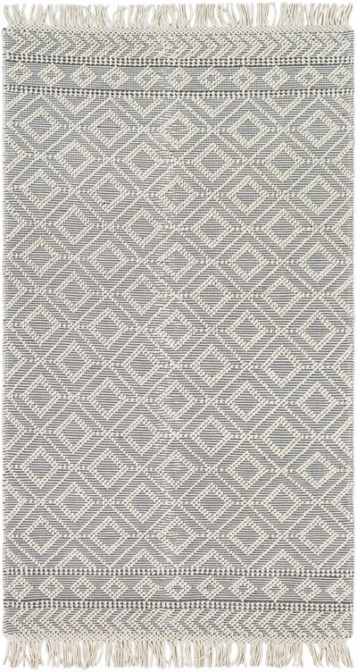 Glastonbury Gray&White Trellis Wool&Cotton Area Rug - Clearance