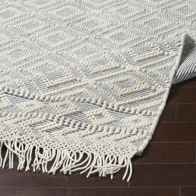 Glastonbury Gray&White Trellis Wool&Cotton Area Rug - Clearance