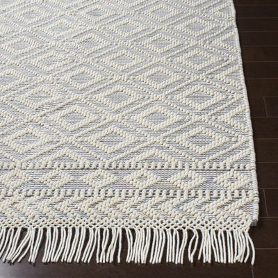 Glastonbury Gray&White Trellis Wool&Cotton Area Rug - Clearance