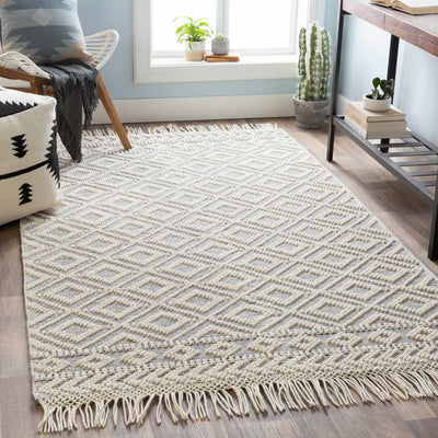 Glastonbury Gray&White Trellis Wool&Cotton Area Rug - Clearance