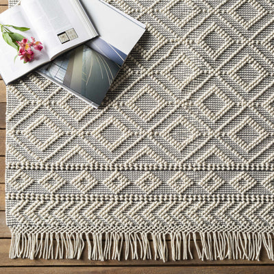 Glastonbury Gray&White Trellis Wool&Cotton Area Rug - Clearance