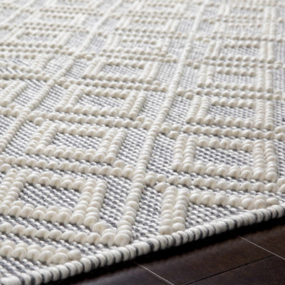 Glastonbury Gray&White Trellis Wool&Cotton Area Rug - Clearance