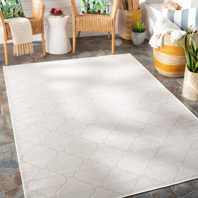 Unique Outdoor Trellis Area Rug, Cream - Clearance