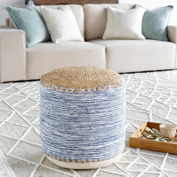 Grady Denim Jute Cylinder Pouf