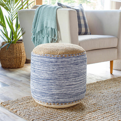 Grady Denim Jute Cylinder Pouf