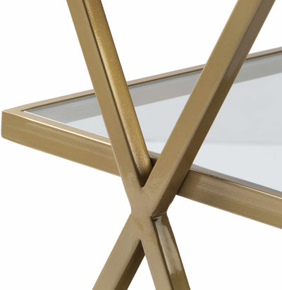 Greytown Gold Glass Triangular End Table