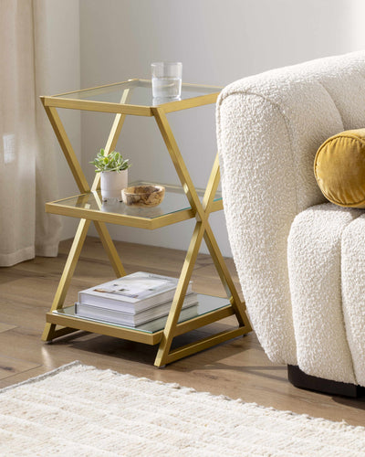 Greytown Gold Glass Triangular End Table