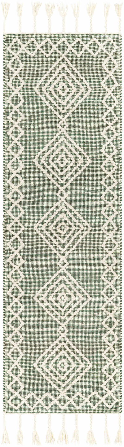 Guiuan Green Jute&Wool Tasseled Rug