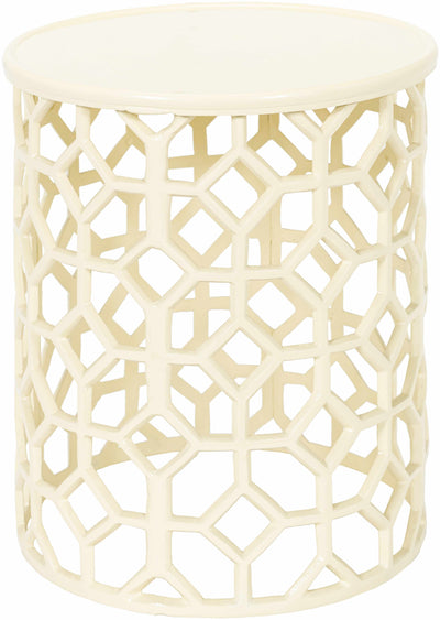 Refahiye Cream Geometric Lattice End Table