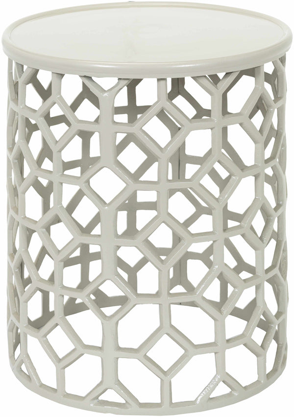 Sinuknipan Geometric White Metal End Table