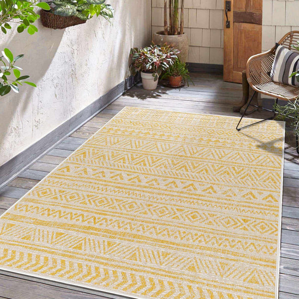 Novato Yellow All Over Pattern Performance Rug