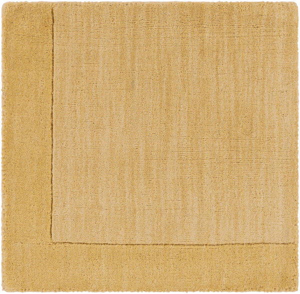 Bordered Solid Camel Yellow Wool Rug