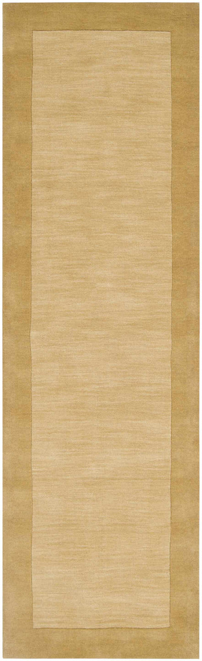 Bordered Solid Camel Yellow Wool Rug