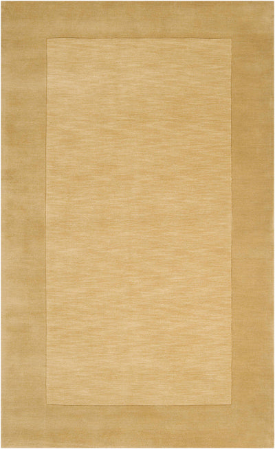 Bordered Solid Camel Yellow Wool Rug