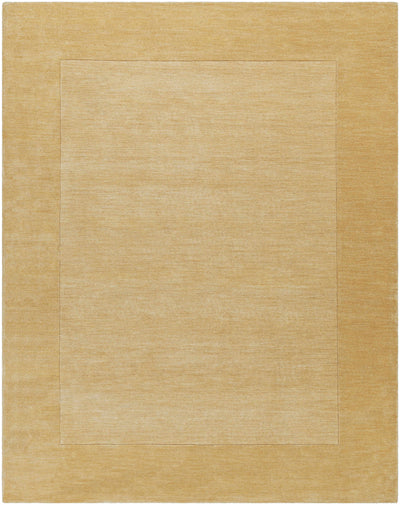 Bordered Solid Camel Yellow Wool Rug