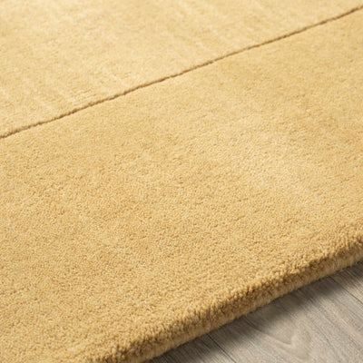 Bordered Solid Camel Yellow Wool Rug