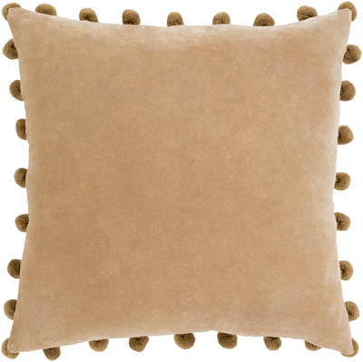 Hancock Tan Pom Pom Throw Pillow - Clearance