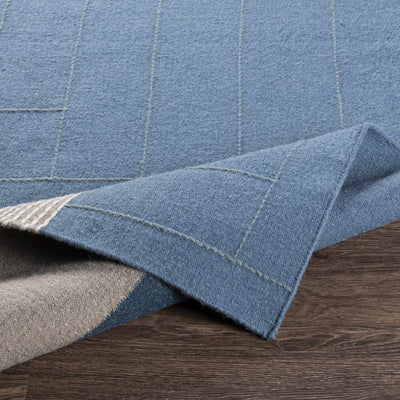 Blue Hanwood Wool Blend Braided Area Rug - Clearance