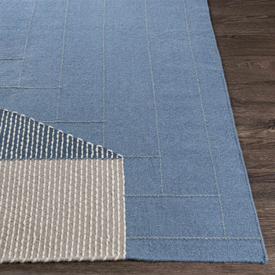 Blue Hanwood Wool Blend Braided Area Rug - Clearance