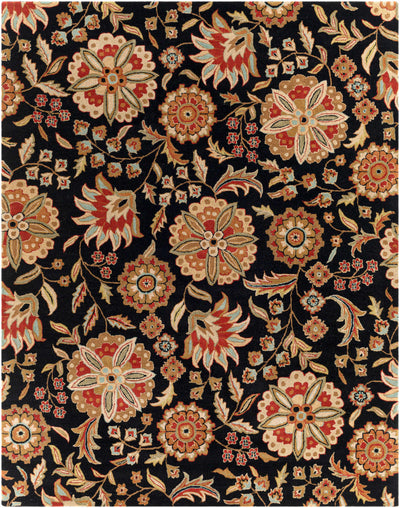 Heaters Black Floral Wool Carpet