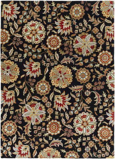 Heaters Black Floral Wool Carpet