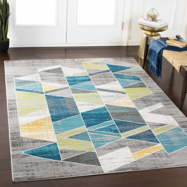 Hessel Green Triangles Area Rug