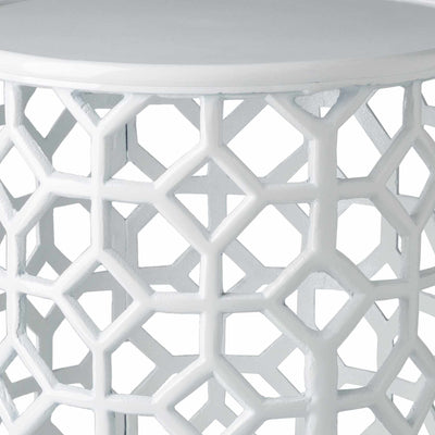 Hinunangan White Geometric Pattern End Table